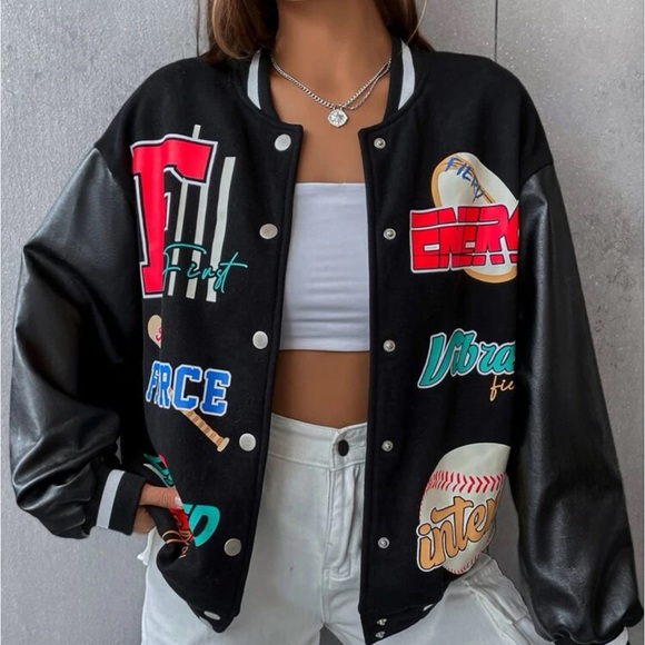 Graphic Colorblock Varsity Jacket 🍒 - Picture 4 of 5